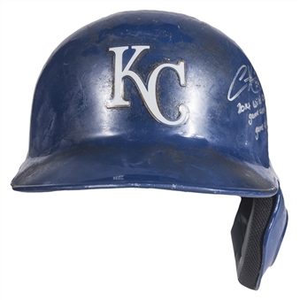 2014 Christian Colon Postseason Game Used & Signed Kansas City Royals Batting Helmet (MLB Authenticated & Anderson Authentics)
